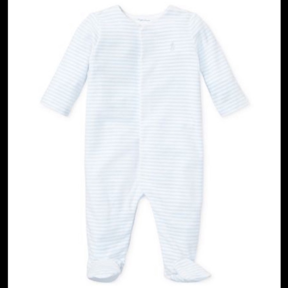 Ralph Lauren White & Baby Blue Mini Stripe Velour